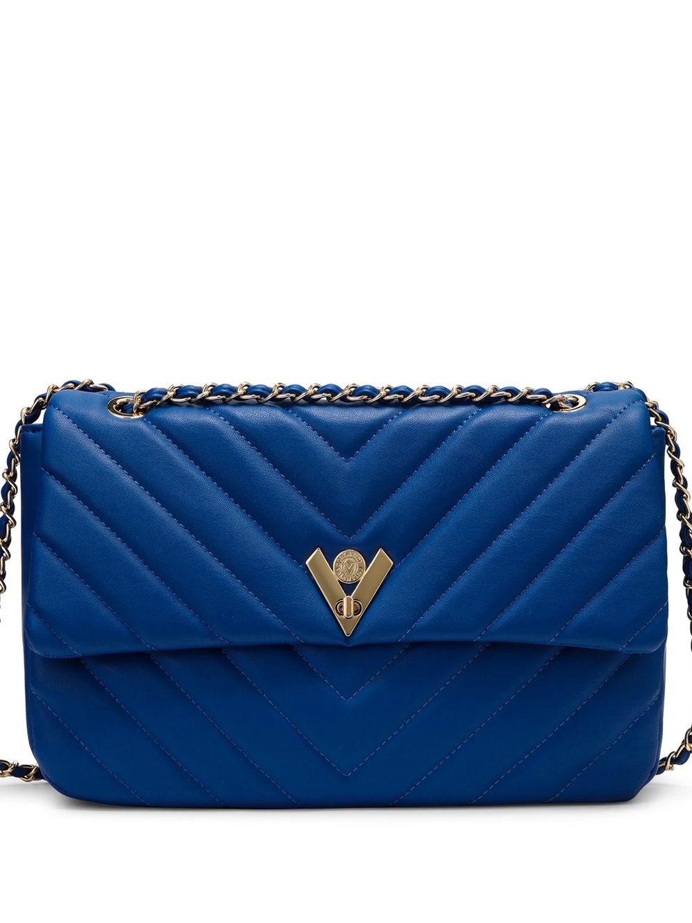 Valentino Orlandi Angel Crossbody Bag in Blue with Gold Hardware